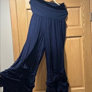 Women's Navy rouched pant (ruffled)